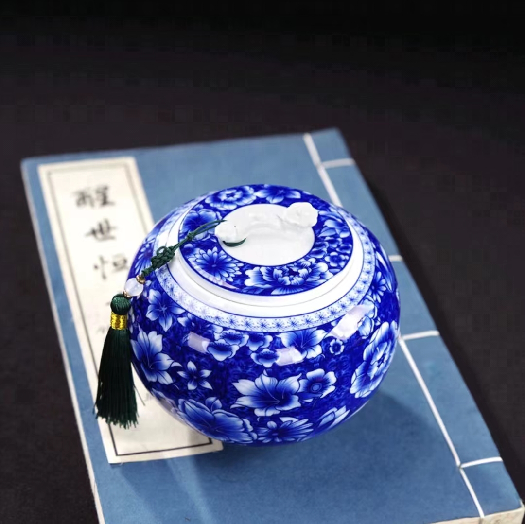 【汀和大福】復古青花瓷茶葉罐陶瓷密封罐 【汀和大福】復古青花瓷茶葉罐陶瓷密封罐